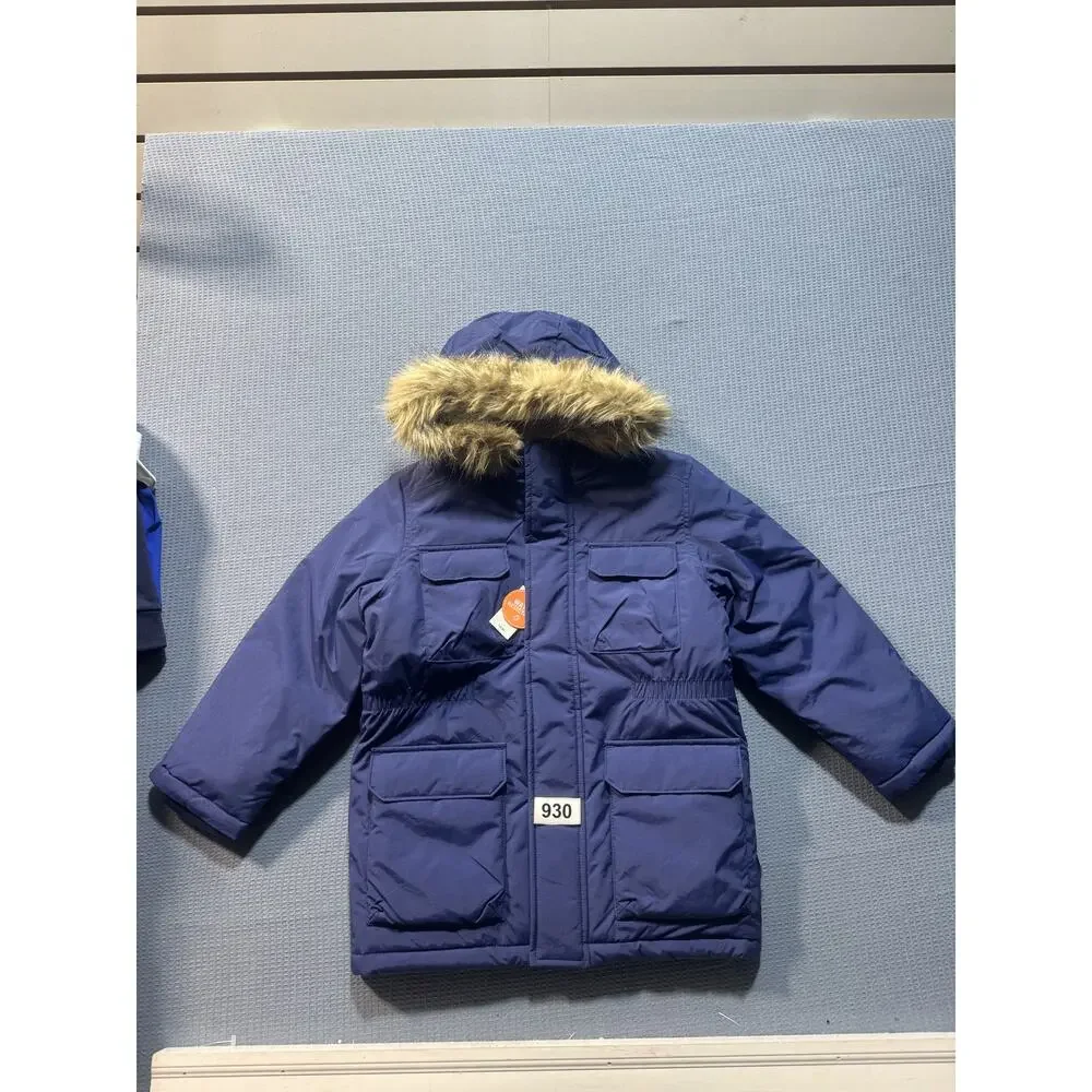 The Children's Place Boys Sherpa Lined Hooded Parka Jacket Sz M Blue Brand New